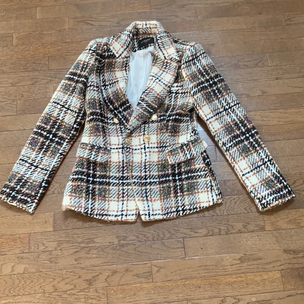 Attentif Paris Double Breasted Tweed Blazer Size 36 - Picture 2 of 13